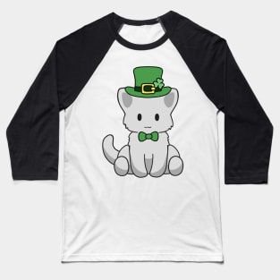 St Patrick White Kitty Baseball T-Shirt